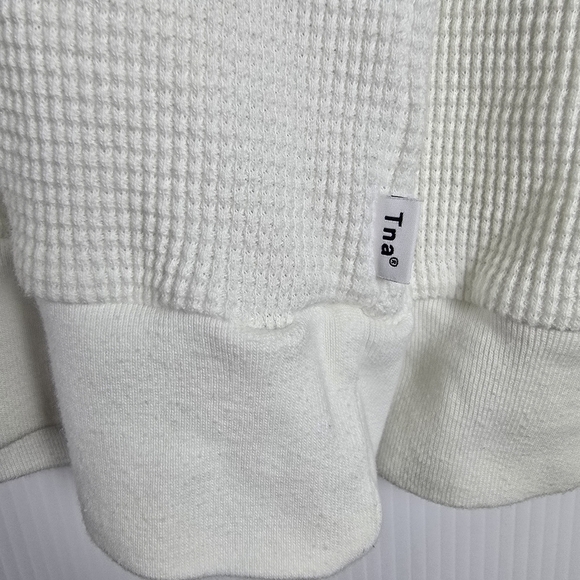 Aritzia Tna Women's White Waffle Knit Long Sleeve Ribbed Cuff And Sleeves Size S - Picture 5 of 11